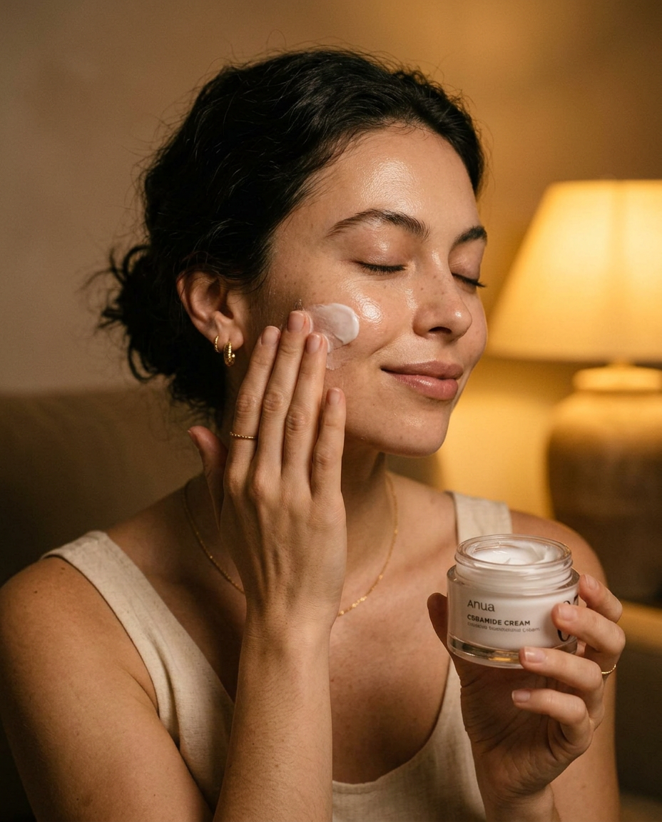 Mannequin application creme visage Image